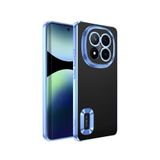 Xiaomi Redmi Note 14 Pro Plus İle Uyumlu Kılıf Logo Gösteren Parlak Kenarlı Kamera Lens Korumalı Şeffaf Omega Silikon Kapak T37168 Sierra Mavi