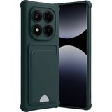 Xiaomi Redmi Note 14 Pro Plus Uyumlu Arka Kamera Korumalı Kart Koyulabilen Silikon Kartlıklı Kılıf Kapak - Redmi Note 14 Pro Plus 5G - Koyu Yeşil