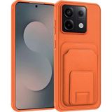 Xiaomi Redmi Note 14S Uyumlu Kılıf Zebana Flexstand Kartlıklı Silikon Kılıf Turuncu