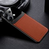 Xiaomi Redmi Note 14S Uyumlu Kılıf Zebana Lens Deri Kılıf Kahverengi