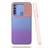 Xiaomi Redmi Note 8 ile uyumlu Kılıf Slayt Sürgülü Arkası Buzlu Lensi Kapak - Pembe Açık