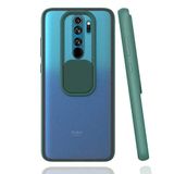 Xiaomi Redmi Note 8 Pro ile uyumlu Kılıf Slayt Sürgülü Arkası Buzlu Lensi Kapak - Koyu Yeşil