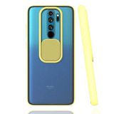 Xiaomi Redmi Note 8 Pro ile uyumlu Kılıf Slayt Sürgülü Arkası Buzlu Lensi Kapak - Sarı