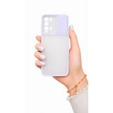 Xiaomi Redmi Note 9 4G ile uyumlu Kılıf Slayt Sürgülü Arkası Buzlu Lensi Kapak - Lila