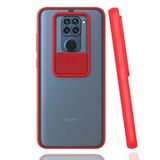 Xiaomi Redmi Note 9 ile uyumlu Kılıf Slayt Sürgülü Arkası Buzlu Lensi Kapak - Kırmızı