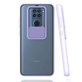 Xiaomi Redmi Note 9 ile uyumlu Kılıf Slayt Sürgülü Arkası Buzlu Lensi Kapak - Lila