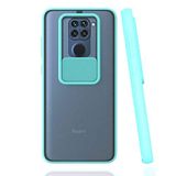Xiaomi Redmi Note 9 ile uyumlu Kılıf Slayt Sürgülü Arkası Buzlu Lensi Kapak - Turkuaz