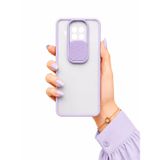 Xiaomi Redmi Note 9 Pro 5G ile uyumlu Kılıf Slayt Sürgülü Arkası Buzlu Lensi Kapak - Lila