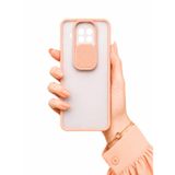 Xiaomi Redmi Note 9 Pro 5G ile uyumlu Kılıf Slayt Sürgülü Arkası Buzlu Lensi Kapak - Pembe Açık