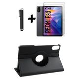Xiaomi Redmi Pad 2 11 Inç 2025 360° Dönebilen Standlı Tablet Kılıfı Ekran Koruyucu ve Kalem Seti - Siyah