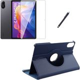 Xiaomi Redmi Pad 2 11 Inç Uyumlu 360° Dönebilen Standlı Tablet Kılıfı Ekran Koruyucu ve Kalem Seti - Lacivert