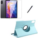 Xiaomi Redmi Pad 2 11 Inç Uyumlu 360° Dönebilen Standlı Tablet Kılıfı Ekran Koruyucu ve Kalem Seti - Mavi