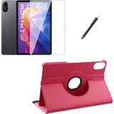 Xiaomi Redmi Pad 2 11 Inç Uyumlu 360° Dönebilen Standlı Tablet Kılıfı Ekran Koruyucu ve Kalem Seti - Pembe