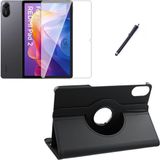 Xiaomi Redmi Pad 2 11 Inç Uyumlu 360° Dönebilen Standlı Tablet Kılıfı Ekran Koruyucu ve Kalem Seti - Siyah