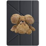 Xiaomi Redmi Pad ile Uyumlu 10.6" Tablet Kılıfı, Peluş Ayı Desenli, Uyku Modlu, Kalem Bölmeli, Tri Folding, Siyah