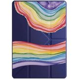 Xiaomi Redmi Pad ile Uyumlu 10.6" Tablet Kılıfı, Üçlü Katlanabilir, Kalem Bölmeli, Rainbow Desenli, Lacivert