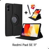 Xiaomi Redmi Pad Se 11 Inç Tablet Kılıfı Dönebilen Standlı Pu Deri Kapaklı Kılıf ve Dokunmatik Kalem - Siyah