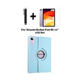 Xiaomi Redmi Pad Se 11 Inç Tablet Uyumlu Uyku Modlu 360 Döner Pu Deri Kılıf Seti Kılıf mavi