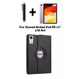 Xiaomi Redmi Pad Se 11 Inç Tablet Uyumlu Uyku Modlu 360 Döner Pu Deri Kılıf Seti Siyah
