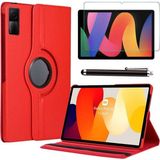 Xiaomi Redmi Pad Se 11 Uyumlu Tablet Kılıfı Cam Ekran Koruyucu Kalem Set - Kırmızı