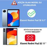 Xiaomi Redmi Pad Se 8.7 Inç Tablet Uyumlu Uyku Modlu 360 Döner Pu Deri Kılıf Seti Mavi