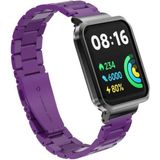 Xiaomi Redmi Watch 2 Lite Uyumlu Metal Baklalı Paslanmaz Çelik Kordon ve Kasa Koruyucu - Mor