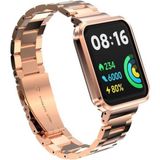 Xiaomi Redmi Watch 2 Lite Uyumlu Metal Baklalı Paslanmaz Çelik Kordon ve Kasa Koruyucu - Rose Gold