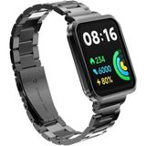 Xiaomi Redmi Watch 2 Lite Uyumlu Metal Baklalı Paslanmaz Çelik Kordon ve Kasa Koruyucu - Siyah