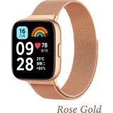Xiaomi Redmi Watch 3 Active Uyumlu Metal Hasır Örgü Mıknatıslı Ayarlanabilir Paslanmaz Kordon - RM 3 Active - Rose