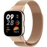 Xiaomi Redmi Watch 3 Uyumlu Metal Hasır Örgü Mıknatıslı Ayarlanabilir Paslanmaz Kordon - RM 3 - Rose