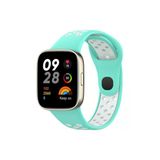 Xiaomi Redmi Watch 3 Uyumlu Spor Delikli Kordon (Saat Değildir) - Turkuaz-Beyaz