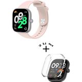 Xiaomi Redmi Watch 4 / 5 Uyumlu Yumuşak Silikon Kordon + Kasa ve Ekran Koruyucu - Pembe