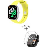 Xiaomi Redmi Watch 4 / 5 Uyumlu Yumuşak Silikon Kordon + Kasa ve Ekran Koruyucu - Sarı