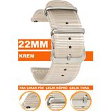 xiaomi redmi watch 5 active / lite saat uyumlu 22mm premıum nato kumaş tekstil saat kordonu kayışı f39clds-bg - Krem