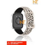 Xiaomi Redmi Watch 5 Active / Redmi Watch 5 Lite Uyumlu Leopar Desenli Silikon Kordon - Bej - Siyah