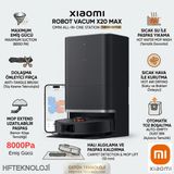 Xiaomi Robot Vacuum Siyah Robot Süpürge ( Türkiye Garantili)- X20 Max+ Xiaomi Akıllı Baskül Hediye