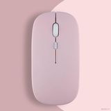 Xiaomi Tablet İle Uyumlu Şarj Edilebilir Sessiz Mouse Bluetooth + 2.4Hz Wifi Kablosuz Mouse Fare Pembe