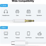 Xiaomi Uyumlu Aux Kablosu Type-C To Jack Çevirici Dönüştürücü Beyaz Bluetooth Gerektirmez