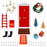 XIHIRCD Noel cücesi kapı seti, elf kapısı Noel büyüsü Noel minyatür oyuncak bebek evi aksesuarı, küçük elf seti, masal dekorasyonu, kendin yap hediyesi, kızlar için
