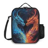 Ximjoju Dragon beslenme çantası yalıtımlı öğle yemeği çantası kadın erkek için yeniden kullanılabilir büyük kapasiteli beslenme çantası omuz askılı küçük sızdırmaz soğutucu gıda Bento Tote çanta iş