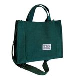 XINGNIAO Katı Renkli Kadife Tote Çanta, Büyük Kapasiteli Öğle Yemeği Çantası, Tek Omuz Kadife Çanta, Crossbody Çanta, Yeşil