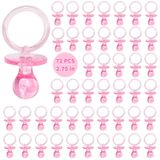 XINHUIDALSQ 72 Adet Bebek Duş Emziği, Bebek Duş Oyunu için 2.75 '' Plastik Emzikler, Bebek Duş Dekorasyonu DIY, Cinsiyet Gösterimi Parti Masası Dağılımı/Bebek Duş Partisi Şekerleri, Pembe Emzikler Bebek Duş