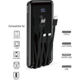 Xinmeng 10.000 Mah Plus Dijital Göstergeli Dahili Çoklu Kablolu Powerbank,siyah,taşınabilir Şarj Cihazı Blic