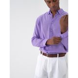 Xint Erkek Lila %100 Keten Regular Fit Gömlek - XL