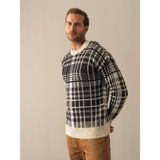 Xint Erkek Siyah Yumuşak Dokulu Oversize Modern Ekose Kazak - 2XL