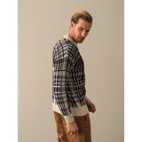 Xint Erkek Siyah Yumuşak Dokulu Oversize Modern Ekose Kazak - XL