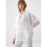 Xint Kadın Beyaz %100 Keten Oversize Ceket - XS