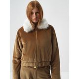 Xint Kadın Camel Lüks Dokulu Soft Kadife Oversize Ceket - XS