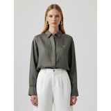 Xint Kadın Haki %100 Keten Oversize Gömlek - XS