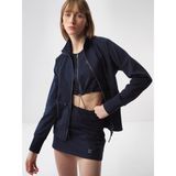 Xint Kadın Lacivert Pamuk Dokulu Oversize Sweat Mont - XL